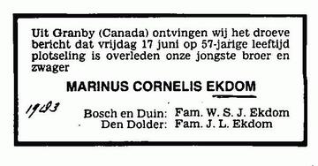 Marinus Cornelis EKDOM