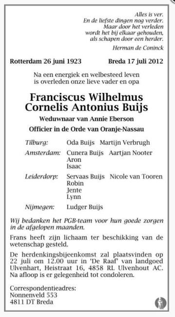 Franciscus Wilhelmus Cornelis Antonius Buijs