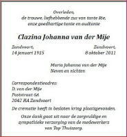 Clazina Johanna van der Mije